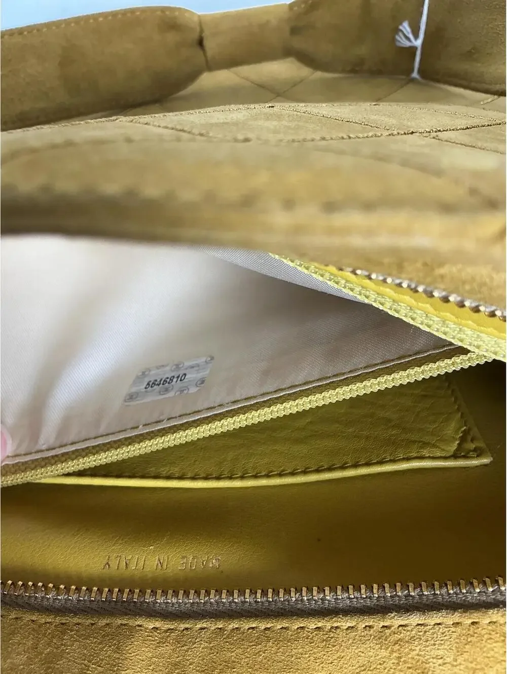 Chanel Mustard Yellow Quilted Suede Shoulder Bag Hobo Style 1999